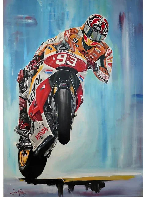 Valentino Rossi Watercolor Motorcycle Racer HD Canvas Print, Motorbike Racing Wall Art Poster for Home Decor Peaceful Pleasures Health and Wellness 13 40x50cm Unframed