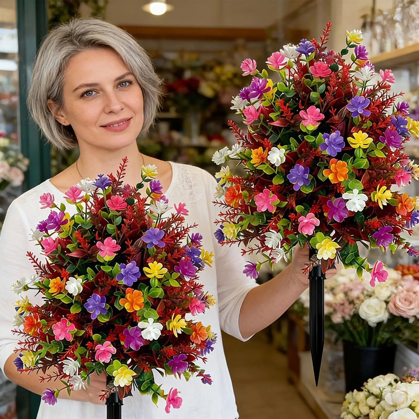 Faux Flowers Realistic Floral Spring Garden Stakes UV Resistant Artificial Flower Bouquet for All Season Lawn Porch Farmhouse Peaceful Pleasures Health and Wellness
