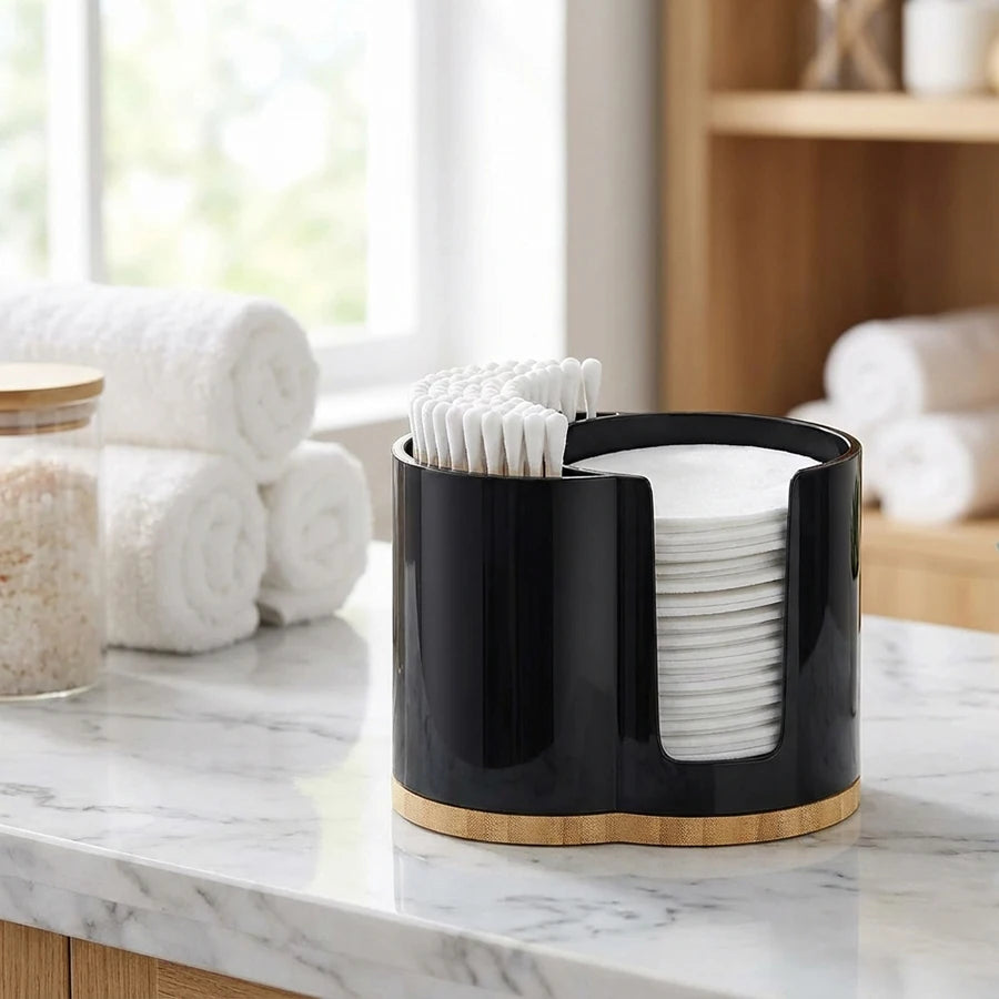 2-Slot Cotton Swab & Q-Tip Holder – Bathroom Organizer Dispenser Jar