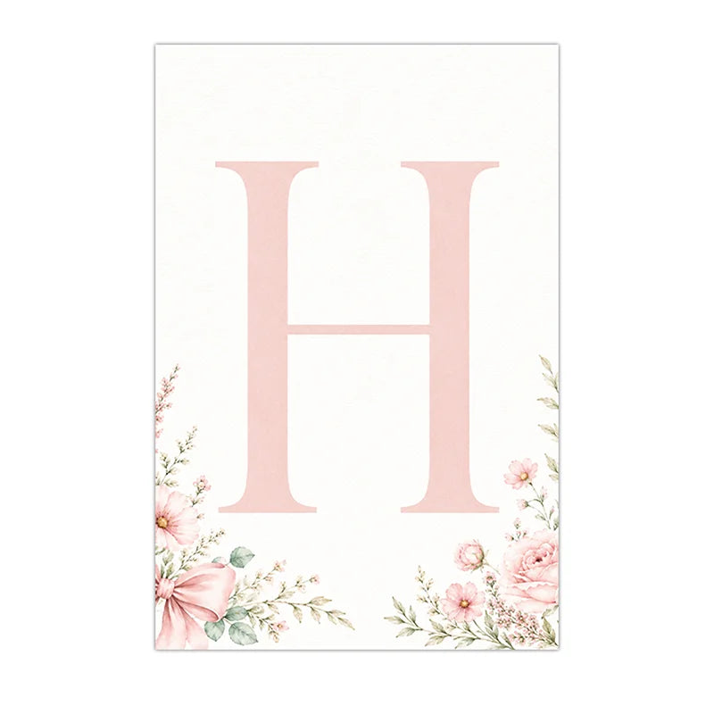 Custom Floral Alphabet Canvas Print | Pink Nursery Wall Art