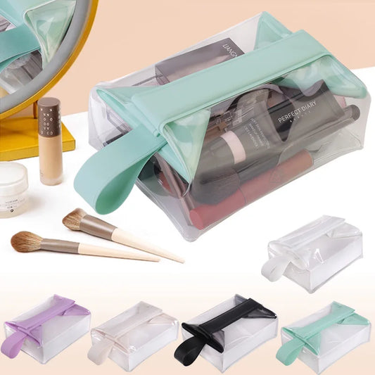 New Clear Toiletry Bags with Magnetic Closure Leak-proof Makeup Bag Large Capacity PVC Cosmetic Pouch for Women Men Traveling Peaceful Pleasures Health and Wellness