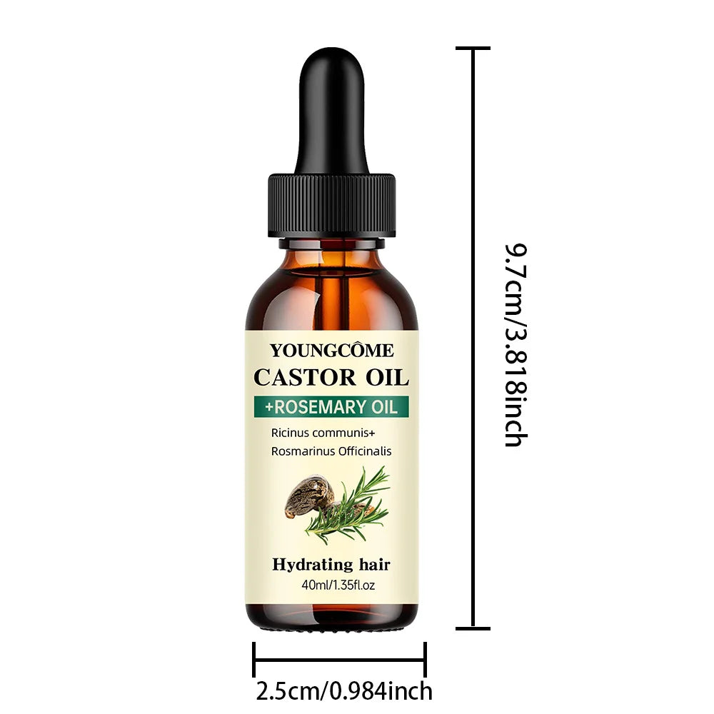 Castor & Rosemary Oil for Hair Growth – Thicker, Shinier Hair Hair Growth Oil Peaceful Pleasures Health and Wellness 40ML