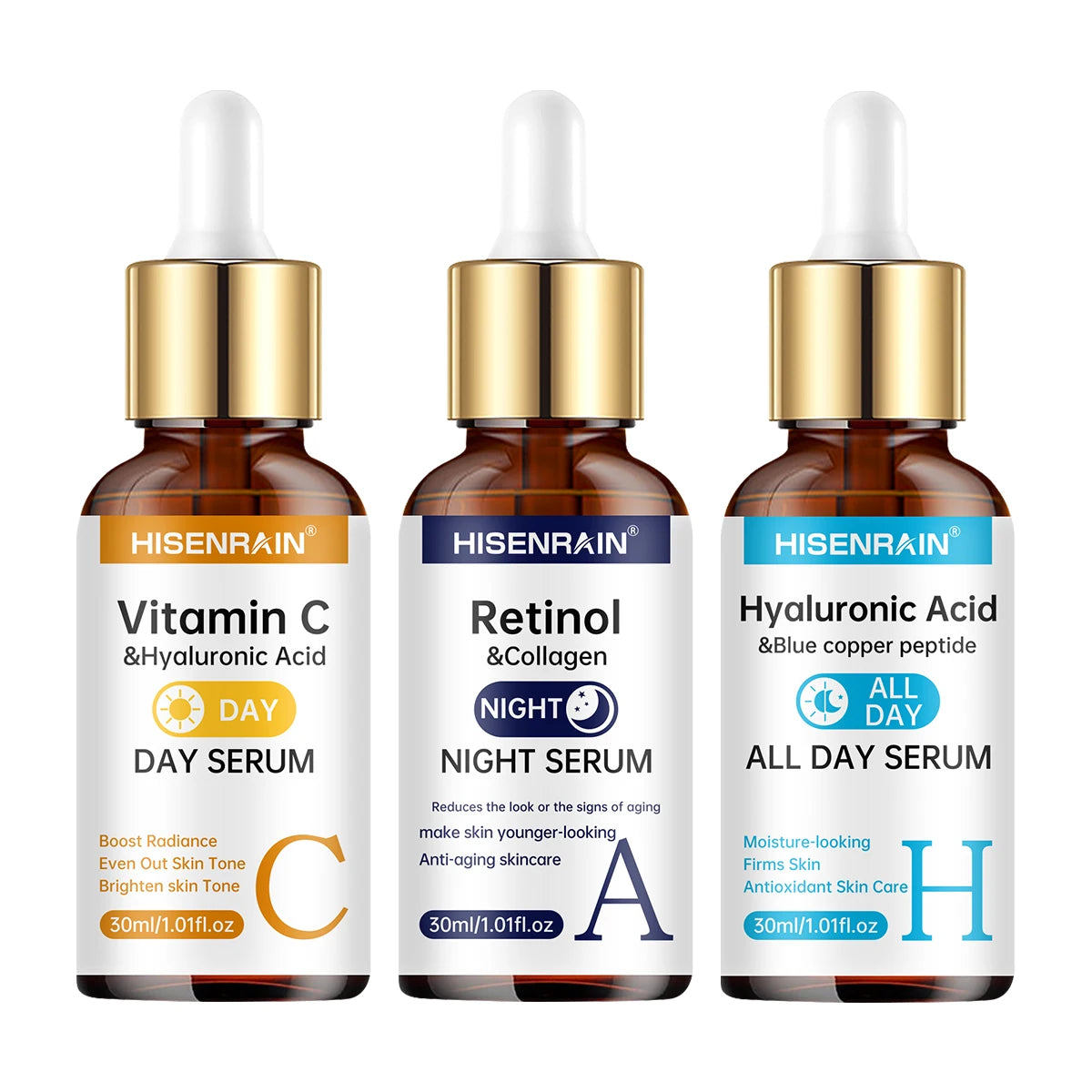 HISENRAIN Vitamin C Retinol Hyaluronic Acid Serum Duo Face Serum Duo Peaceful Pleasures Health and Wellness 30ml-ACH
