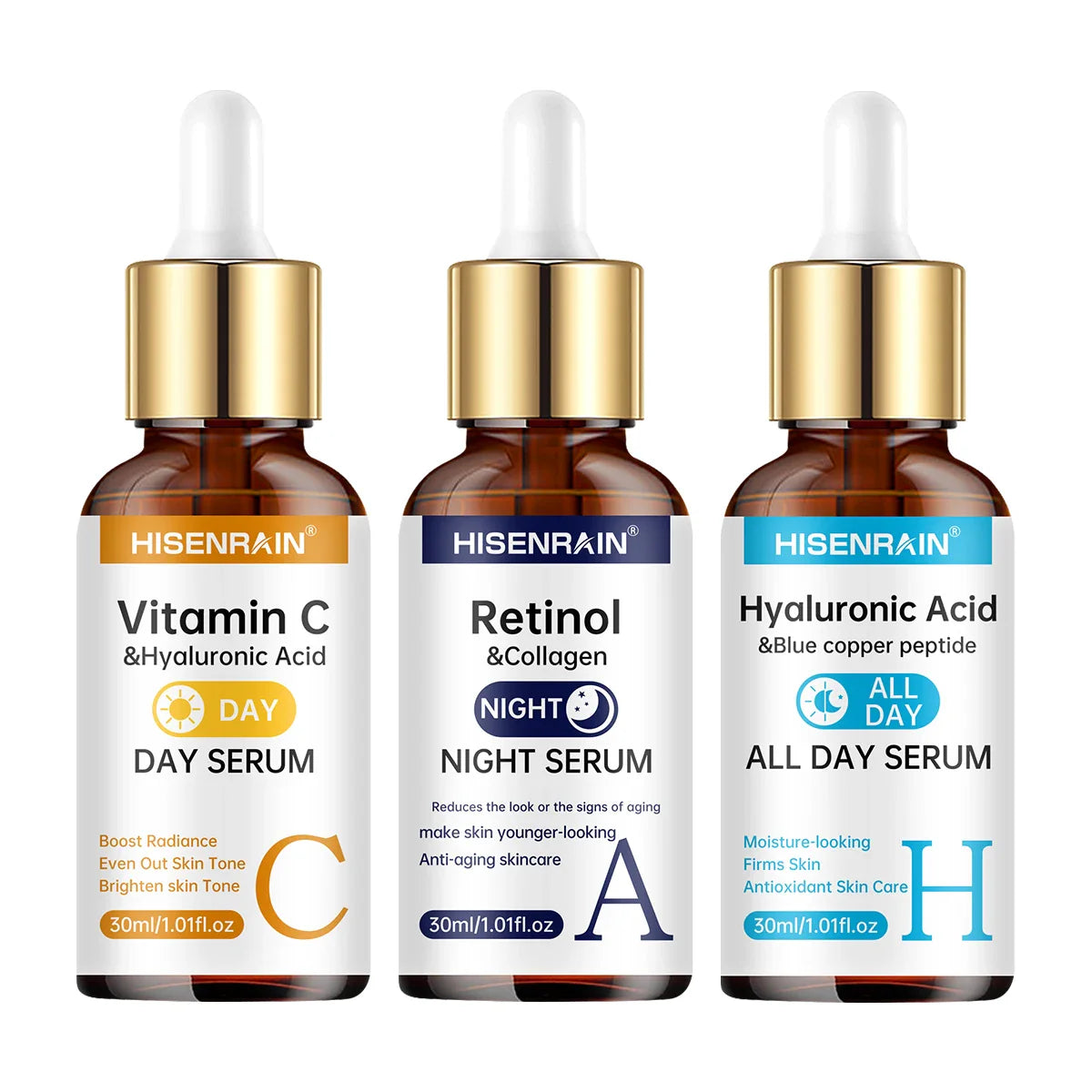 HISENRAIN Vitamin C & Retinol + Hyaluronic Acid Serum Duo