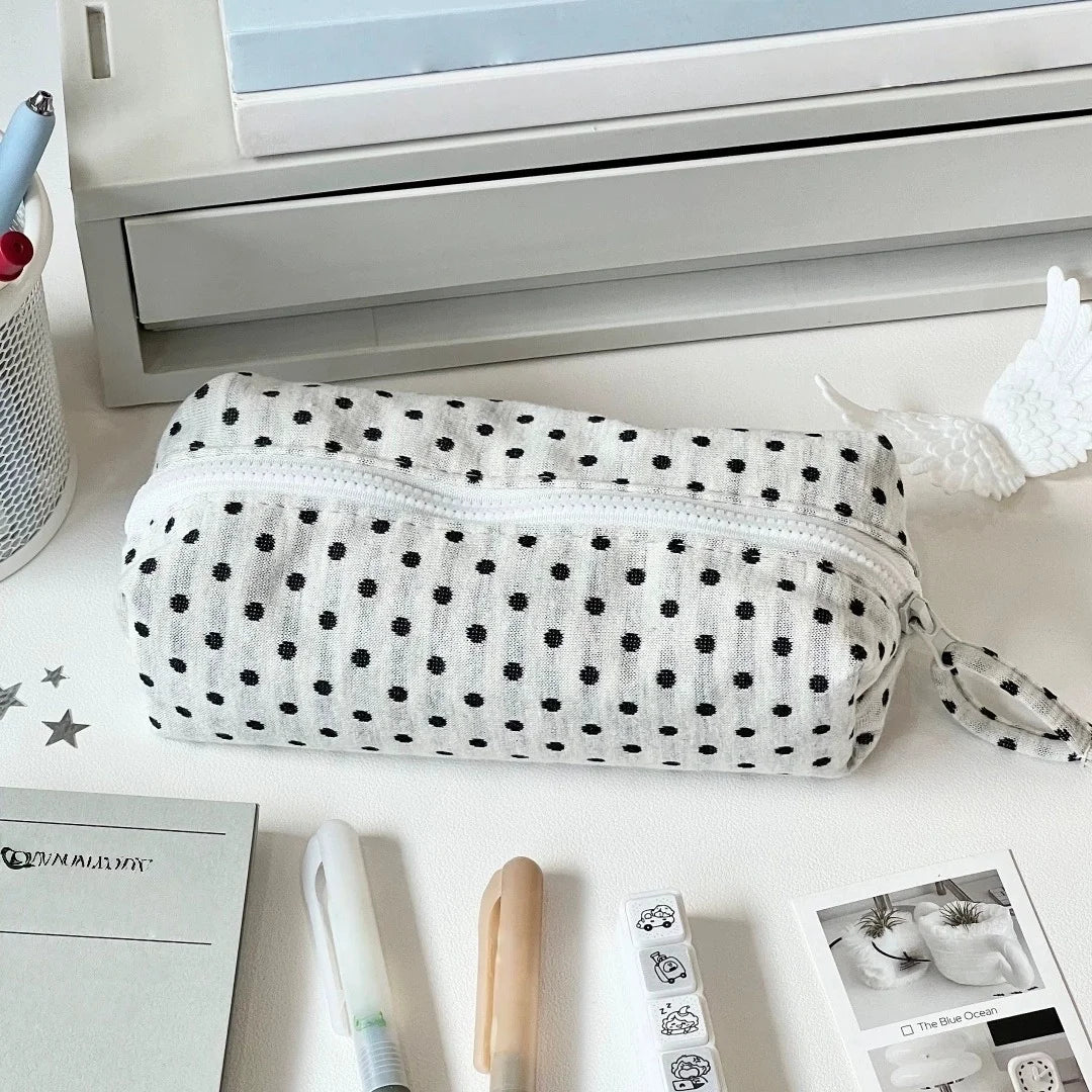 Korean Polka Dot Cosmetic Bag – Large Makeup Organizer Pouch