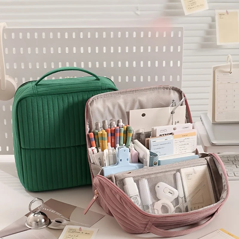 Large Vertical Travel Makeup Bag & Brush Organizer for Women