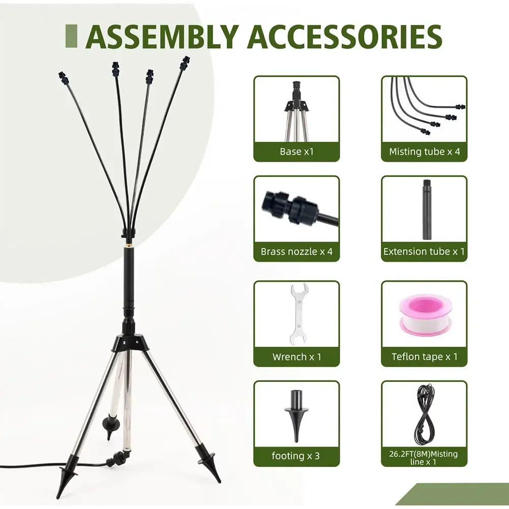 360° Adjustable Portable Patio Misting Stand for Outdoor Cooling Peaceful Pleasures Health and Wellness