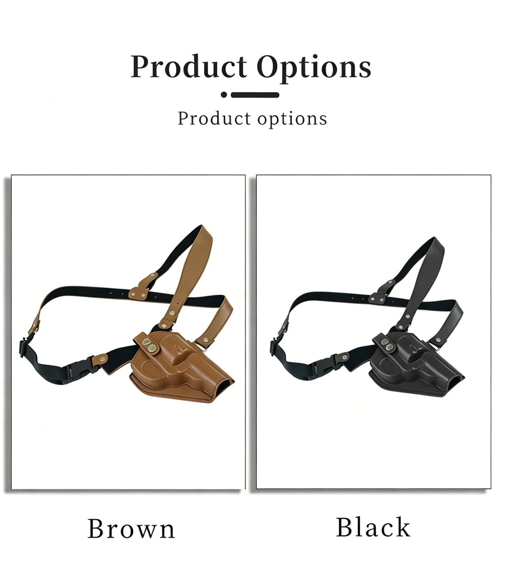 Tactical Western Cowboy PU Leather Chest Shoulder Holster Adjustable Underarm One Shoulder Pistol Bag for 10mm Wheel Handgun Peaceful Pleasures Health and Wellness