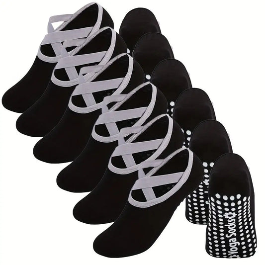 Women's Non-Slip Yoga Socks with Silicone Grips | 1-6 Pairs Yoga Grip Socks Peaceful Pleasures Health and Wellness 6 Pairs