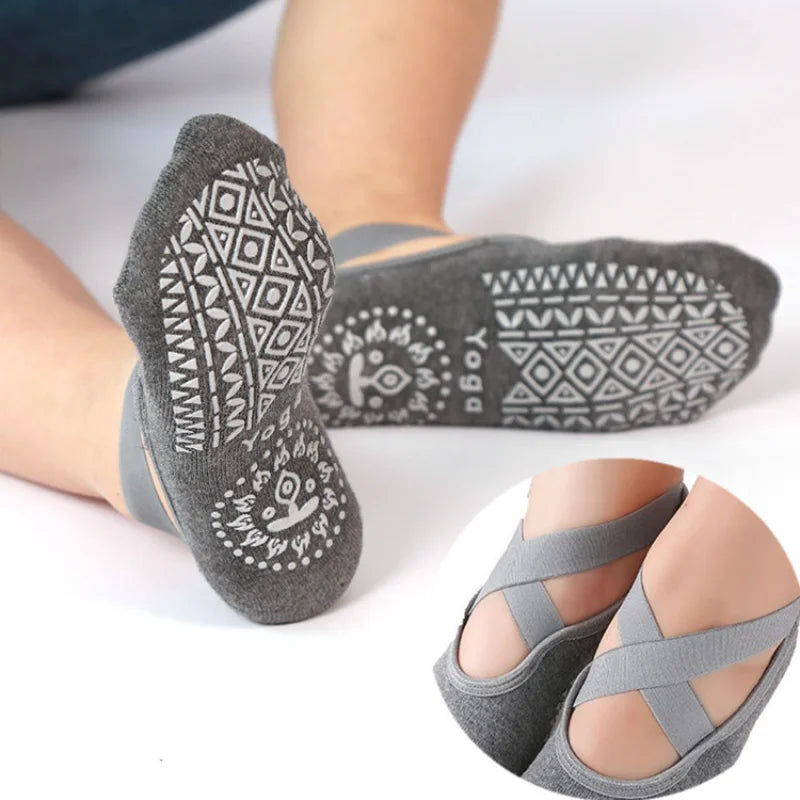 Bandage Yoga Pilates Socks for Women Ballet Dance Cotton Socks Anti-slip Woman Sport Sock Gym Workout Slipper Running Grip Sock Peaceful Pleasures Health and Wellness