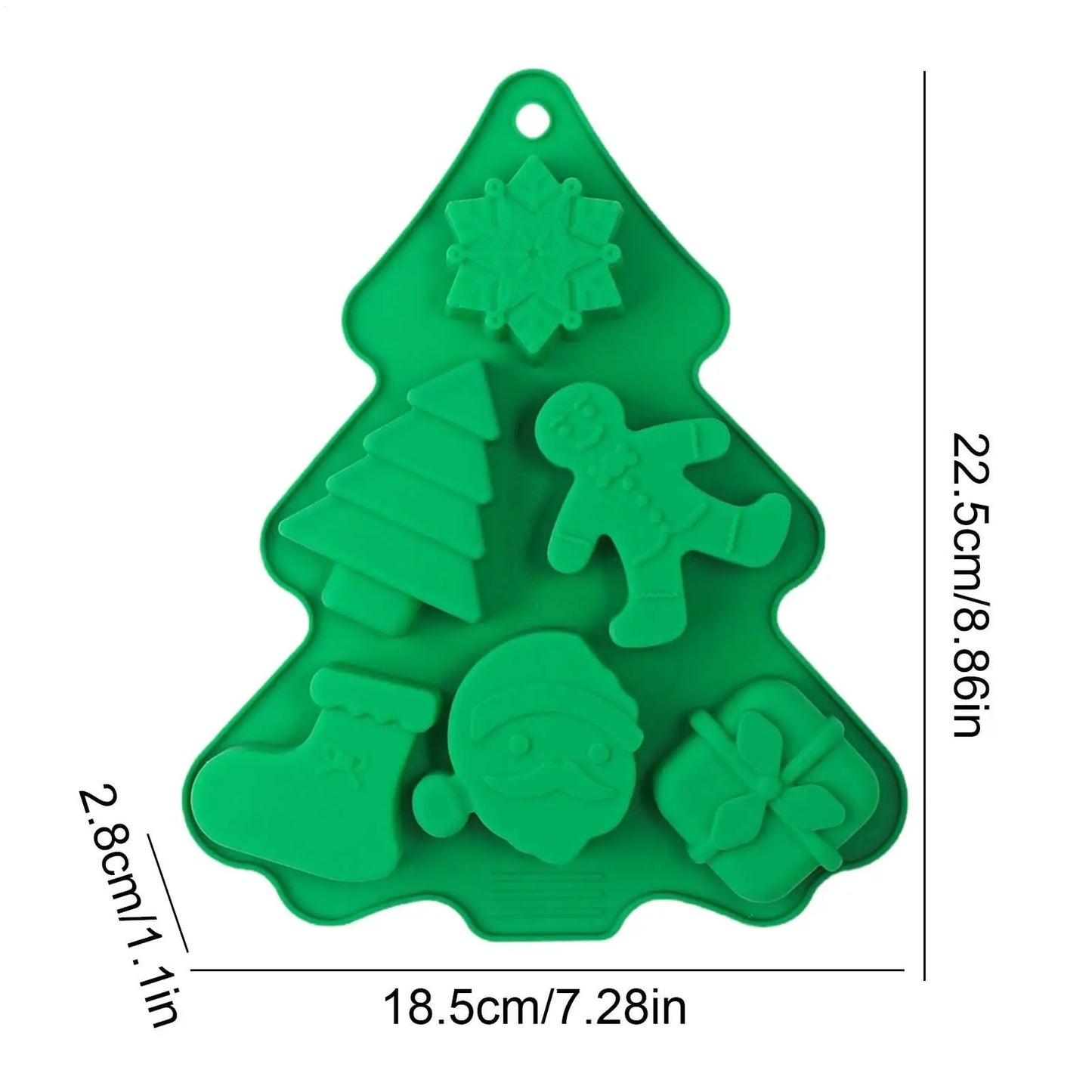 6-Cavity Christmas Tree & Santa Claus Silicone Mold, Flexible Baking Fondant Mold for Christmas Cookies, Cupcakes, Cake Decor Peaceful Pleasures Health and Wellness