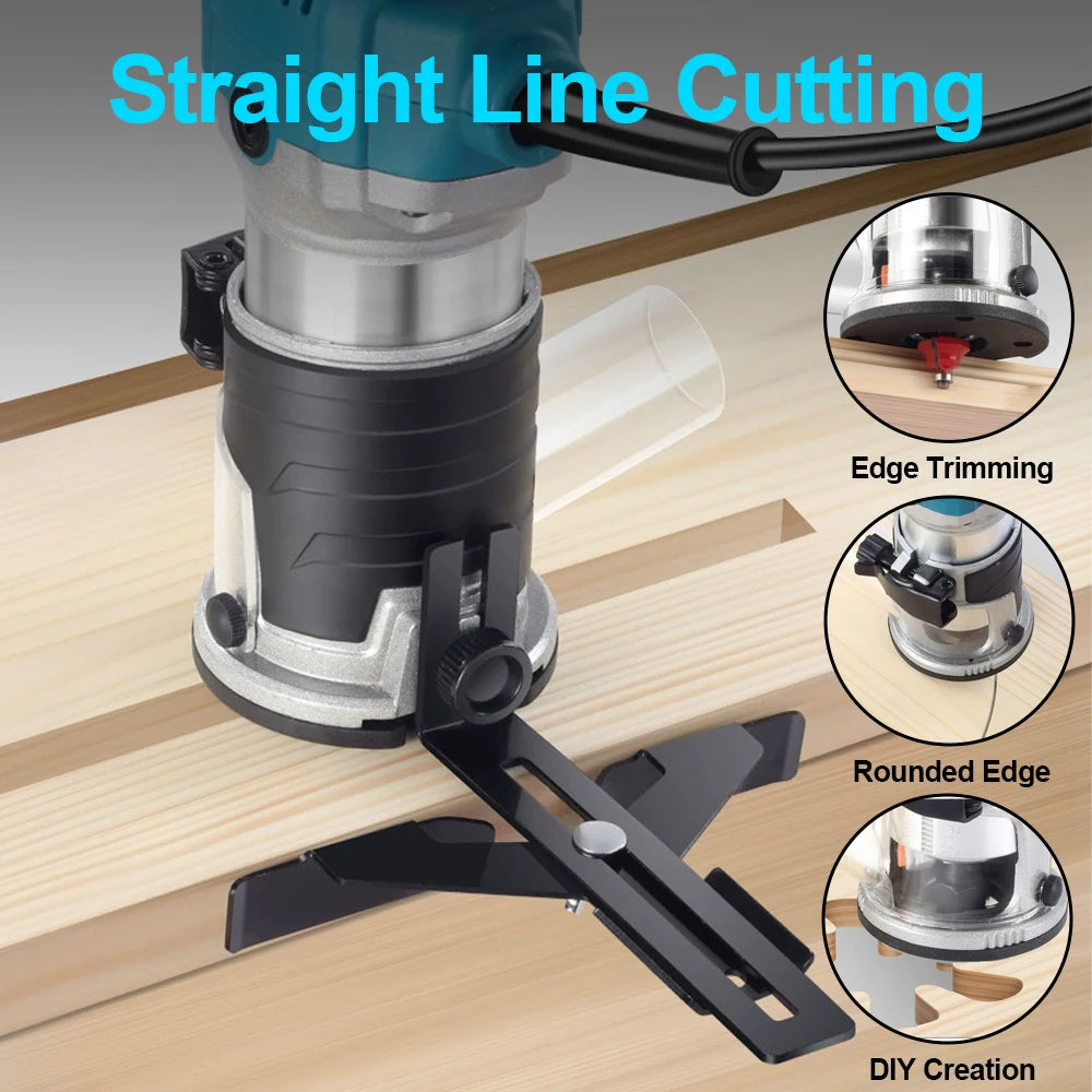 220V Wooden Router Wood Trimmer Machine 6 Speeds Adjustable Electric Hands Trimmer Carpentry DIY Tool 2000W Woodworking Trimming Peaceful Pleasures Health and Wellness