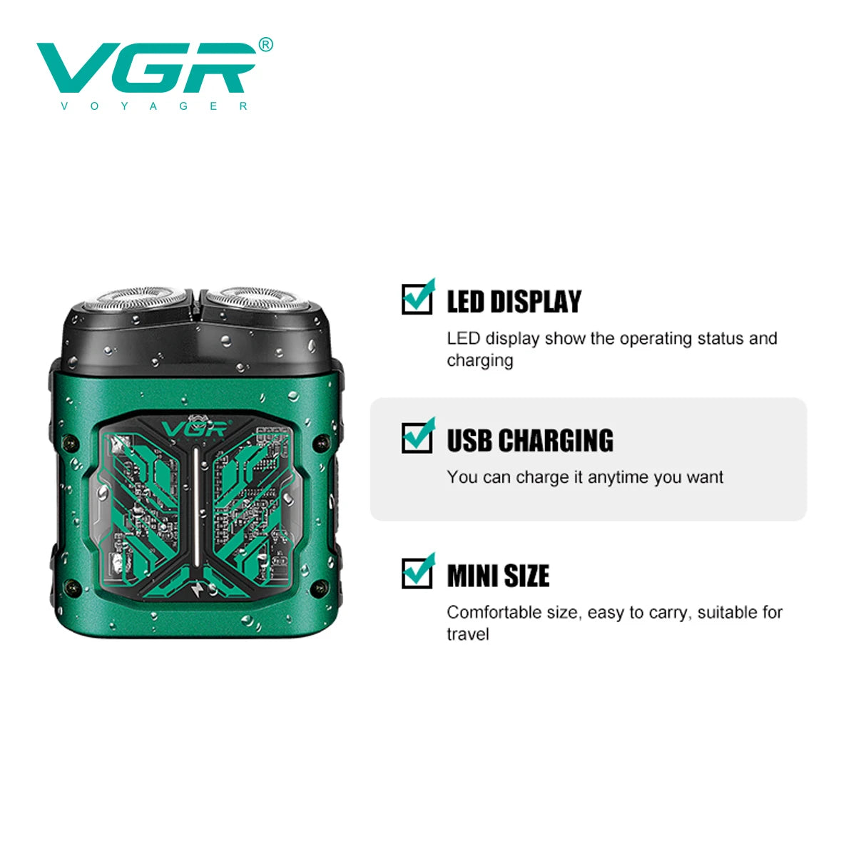 VGR New Metal Mech Wind Shaver Professional Grade Beard Whitening Device Convenient Home Shaver LED Digital Hair Trimmer V-344 Peaceful Pleasures Health and Wellness