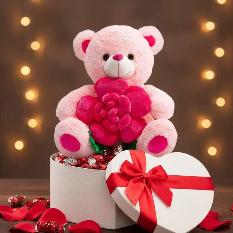 Rose Bear Plush Stuffed Animal – Romantic Keepsake Gift Doll