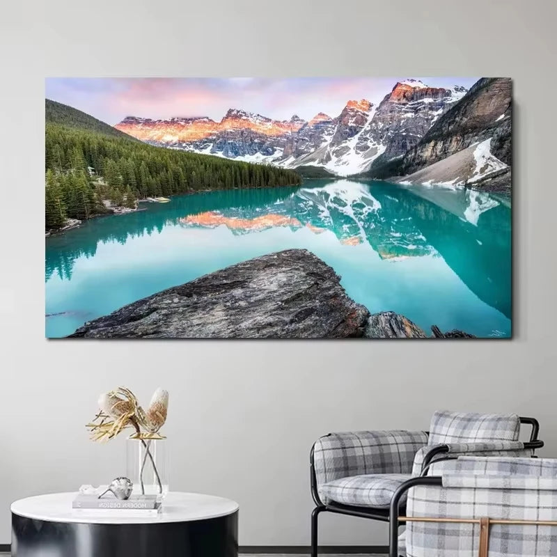Nature Landscape Canvas Wall Art – Sunshine Forest Lake Print Landscape Canvas Print Peaceful Pleasures Health and Wellness ZLH2556 70x140cm No Frame