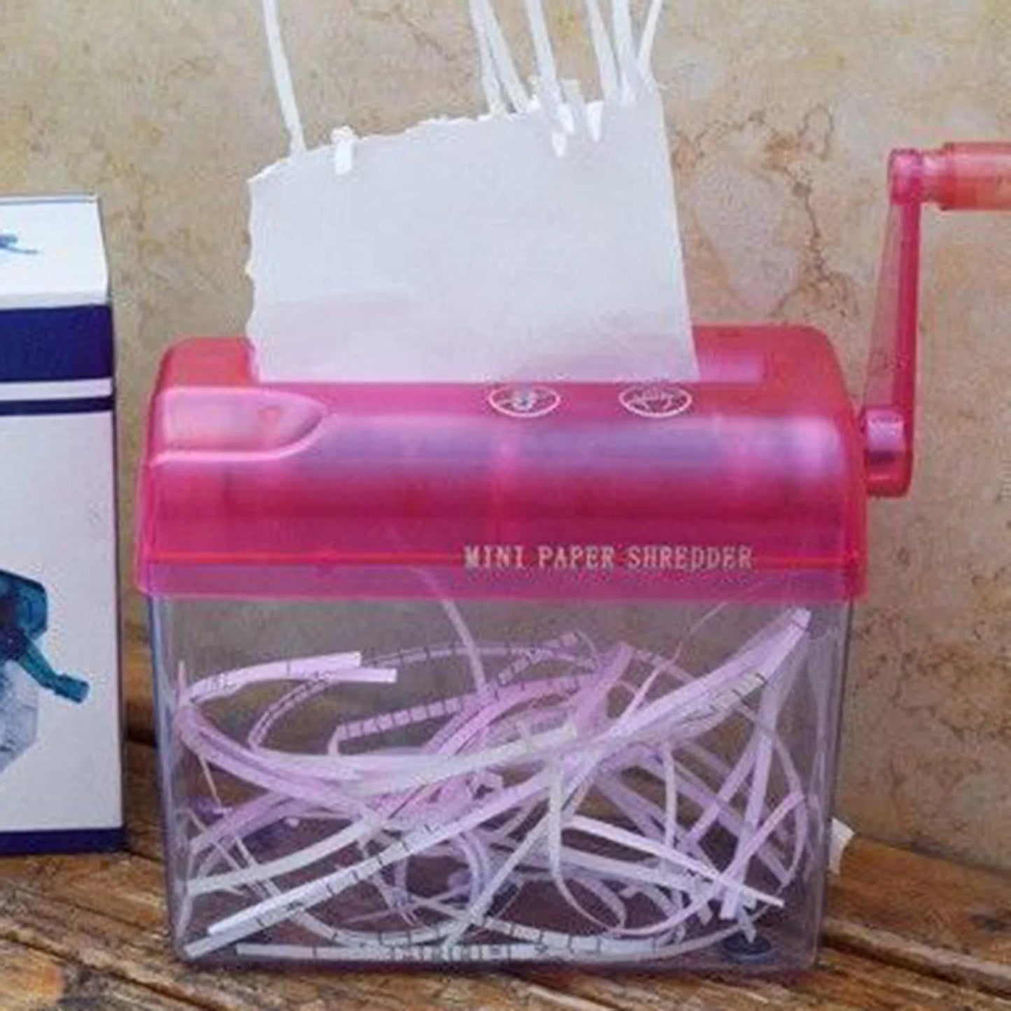 Portable Manual Paper Shredder Easy to Use with Transparent Plastic Window Bin Suitable for Home Office Shelf Peaceful Pleasures Health and Wellness Pink
