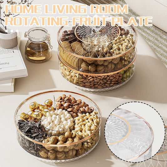 Household Tea Table Fruit Tray Rotatable Stackable Fruit Dispensing Box Dry Fruit Tray Fruit Dish Candys Container Storage Peaceful Pleasures Health and Wellness