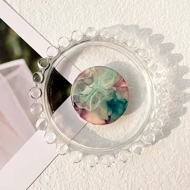 Socket Grip Tok Acrylic Glue Material High Quality Transparent Folding Stand Marble Pattern Phone Holder Foldable phone grip Peaceful Pleasures Health and Wellness P193-01