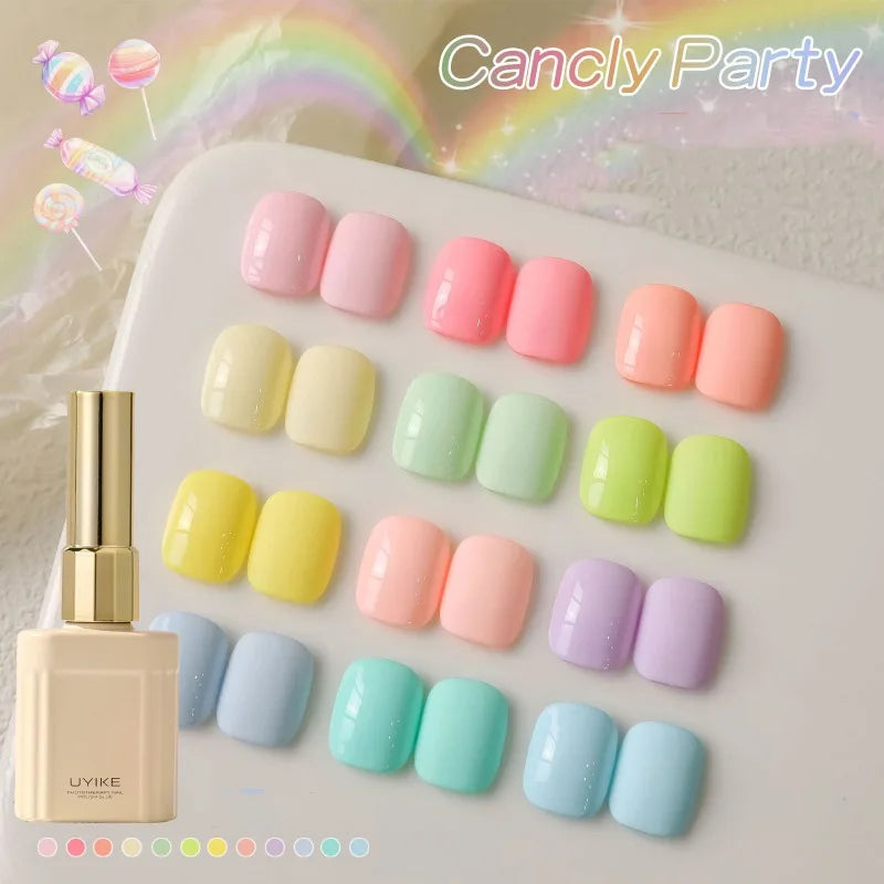 12-Color Macaron Gel Nail Polish Set – Pastel Jelly UV LED 15ml
