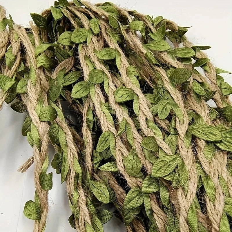 Jute Twine with Green Leaves – Garland Wreath Party Decor