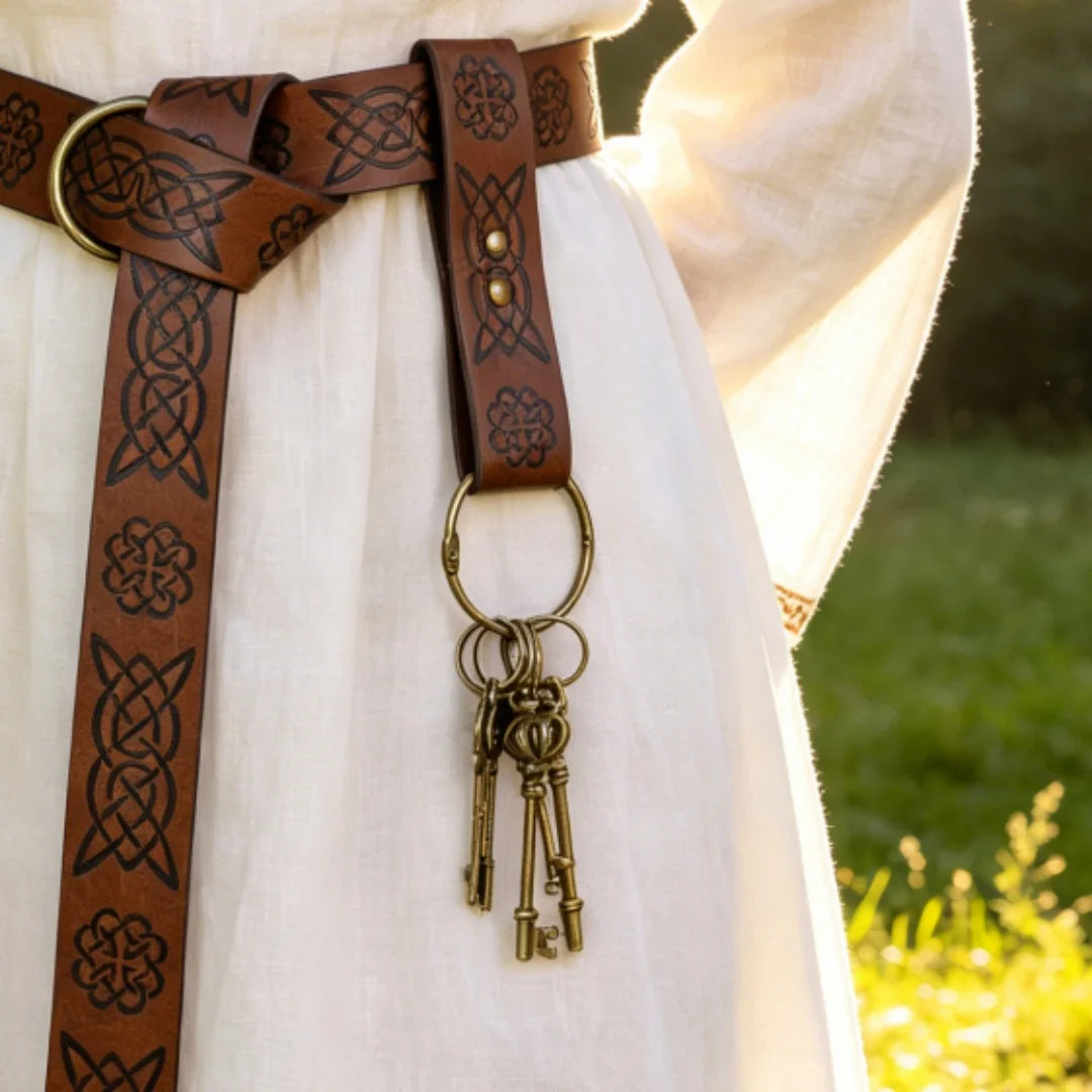 Retro Metal Keychains Circular Rings Cosplay Belts Medieval Clothing