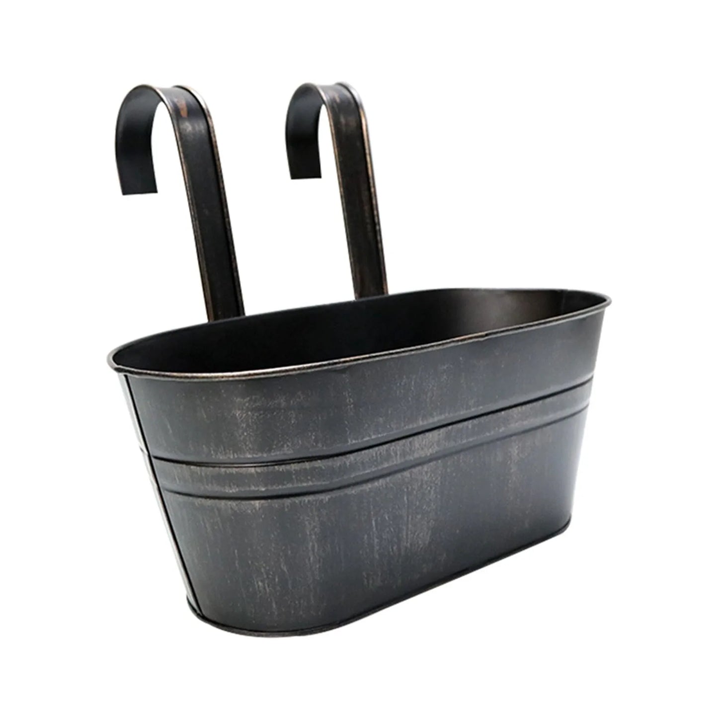 Metal Hanging Flower Pot – Balcony Fence Planter with Hook