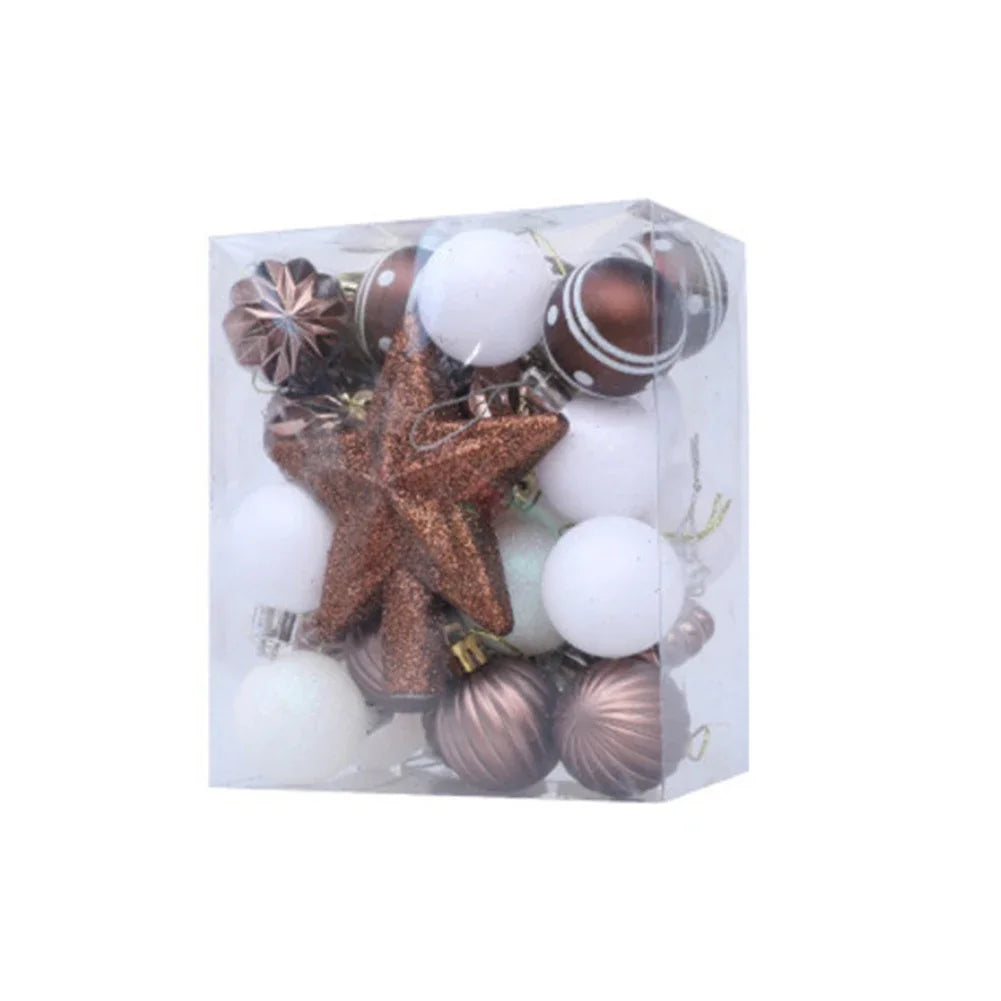 31-Piece Glitter Christmas Ball Ornament Set with Star Topper