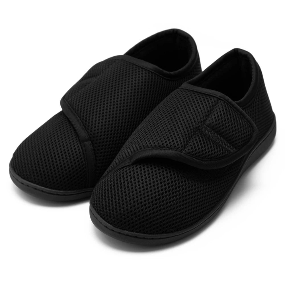Unisex Diabetic Shoes Wide Walking Shoes Plush Lining Lightweight Edema Sneakers Hook and Loop Sneakers for Plantar Fasciitis Peaceful Pleasures Health and Wellness Black 38-39