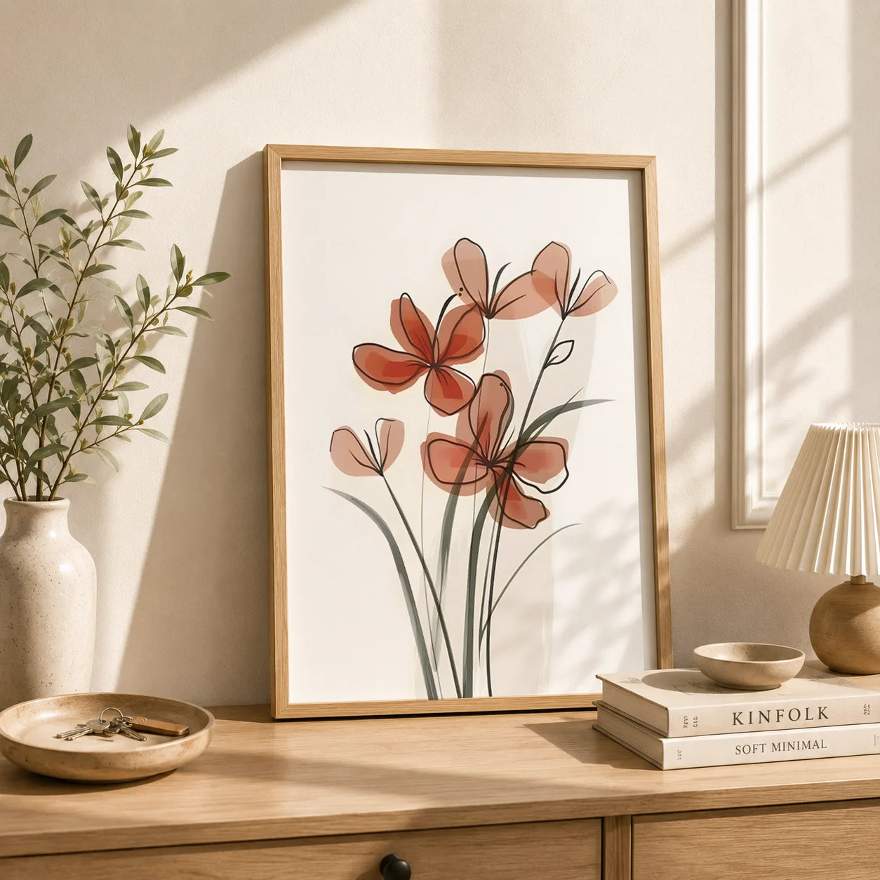 Botanical Flower Canvas Wall Art | Nordic Minimalist Print Canvas Wall Art Peaceful Pleasures Health and Wellness