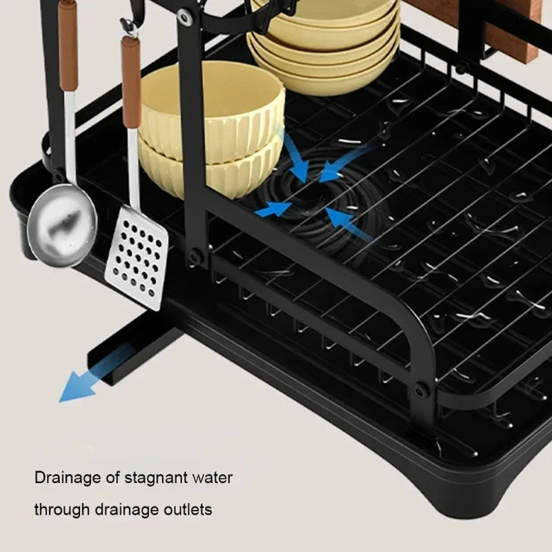 Double-layer Dish Bowl Drainer Storage Rack Small Tableware Plate Cutting Board Organizer Holder Kitchen Accessories Bathroom Peaceful Pleasures Health and Wellness