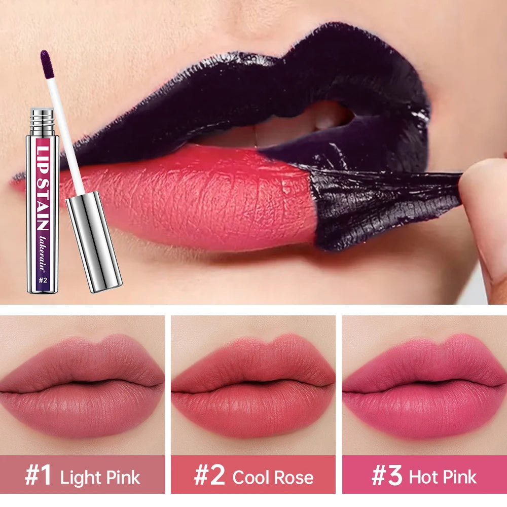 3Color Metallic Lip Stain Peel Off Long Lasting Waterproof Pink Lip Tint Proof Natural No Fading Lip Gloss Cosmetic Women's Gift Peaceful Pleasures Health and Wellness