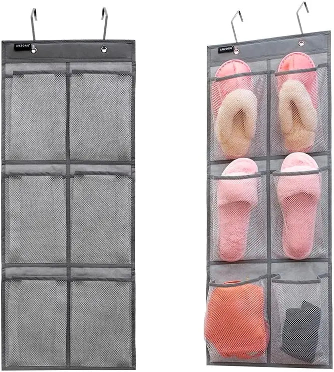 2-Pack Black Over Door Shoe Organizer – 6 Mesh Pockets, Space-Saving Storage Shoe Organizer Peaceful Pleasures Health and Wellness United States