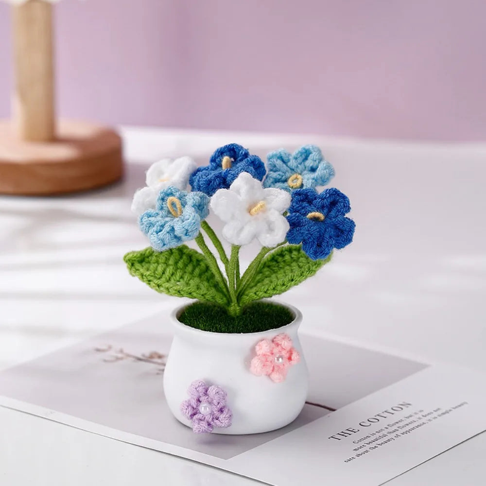 Mini Handmade Crochet Flowers Sunflower Tuilp Flowers Birthday Gift Knitted Flower Pot Decor Desktop Woven Graduation Gift Peaceful Pleasures Health and Wellness Not Forget Me1
