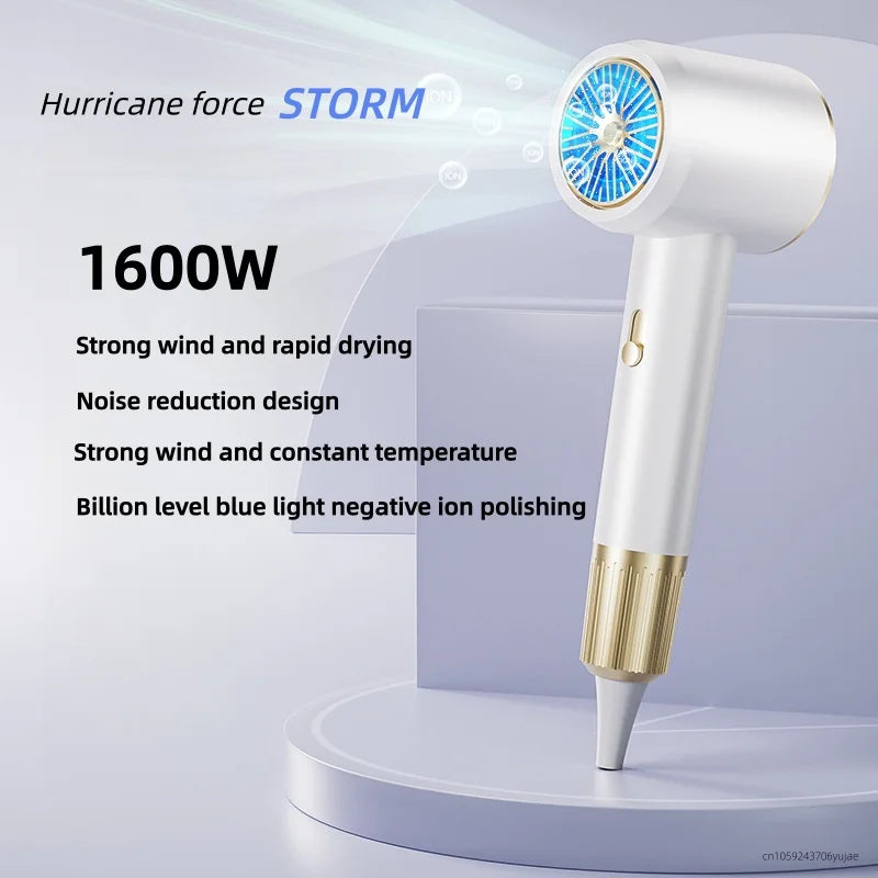 2026 New High Wind Hair Dryer 25 Second Fast Drying Silent Blue Light Negative Ion Hair Care Home Hair Dryer Peaceful Pleasures Health and Wellness White US