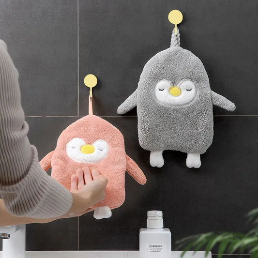 Penguin Coral Velvet Hand Towel – Thick & Absorbent Novelty Hand Towel Peaceful Pleasures Health and Wellness