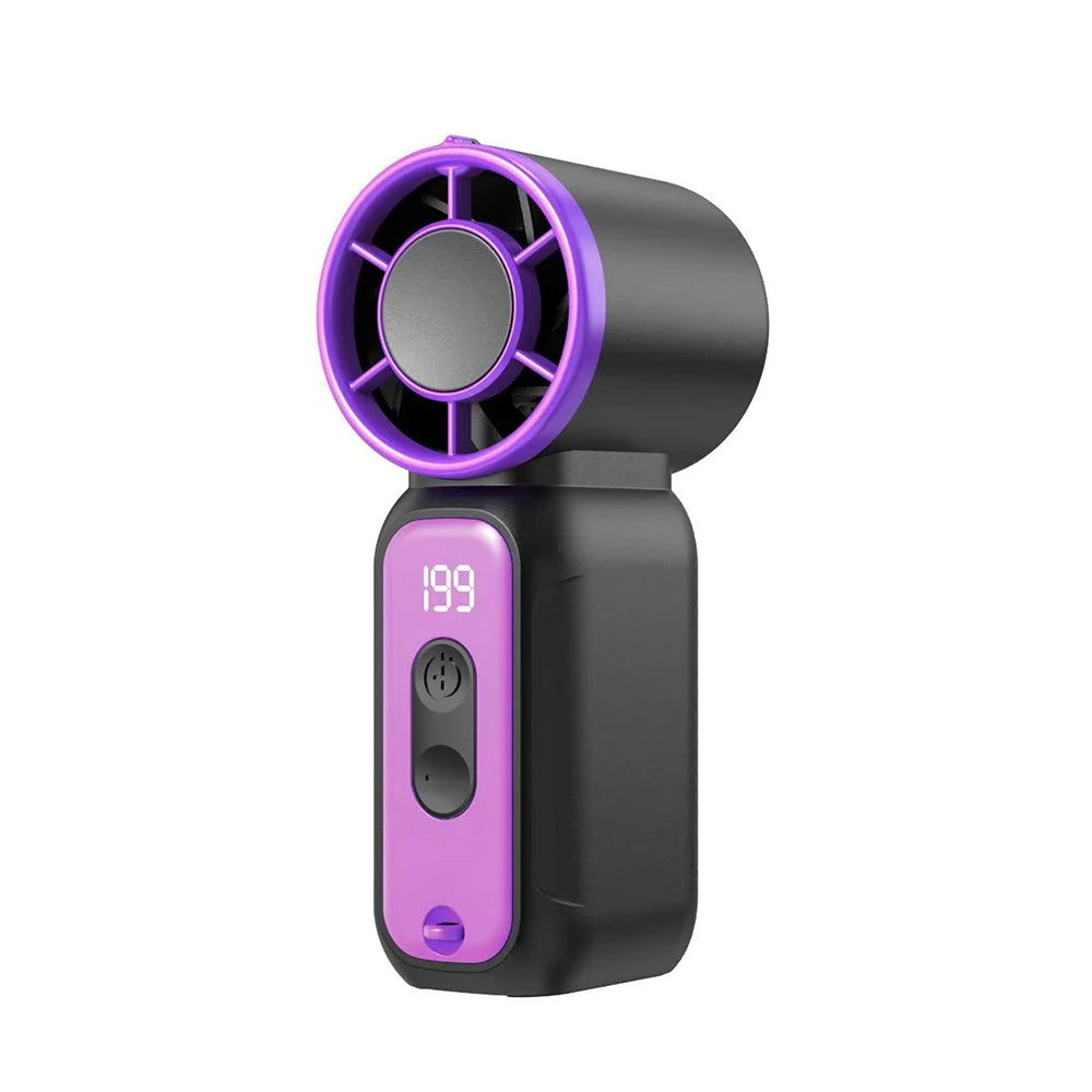 Mini Handheld Fan LED Digital Display Small Pocket Fan Portable Outdoor Personal Air Cooling Fan Rechargeable Hanging Neck Fan Peaceful Pleasures Health and Wellness Black