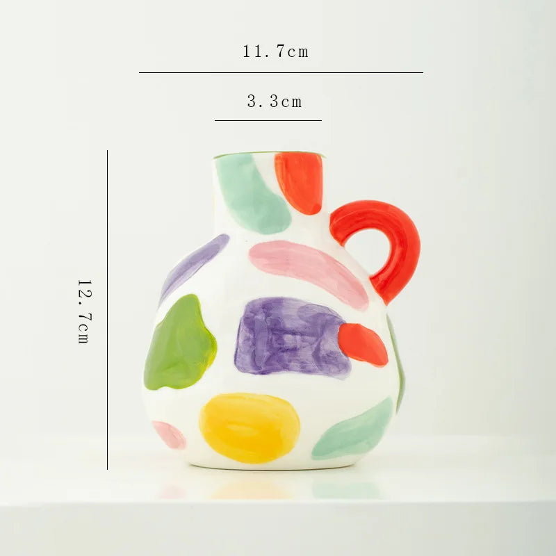 Colorful Stripes Ceramic Vase | Modern Tabletop Flower Decor