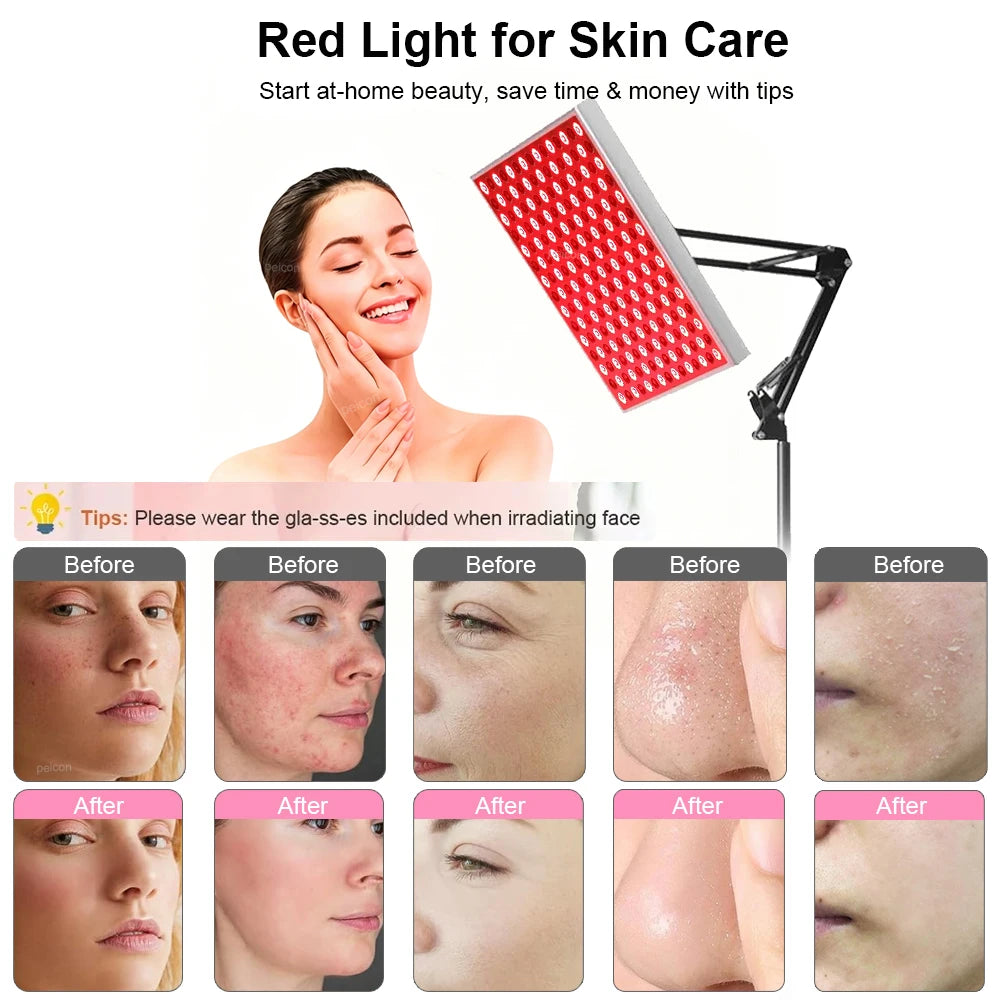 Red Light Therapy Lamp for Face Body LED Infrared Light Therapy Panel Lamp with Stand Home Use Anti Aging Infrared Light Device Peaceful Pleasures Health and Wellness