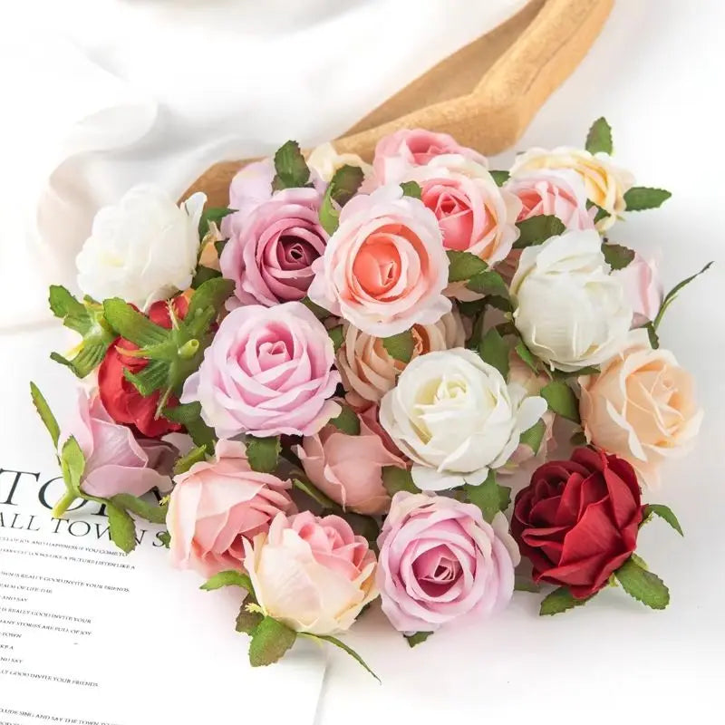 Silk Rose Artificial Flower Heads 50/100pcs – Wedding & Decor
