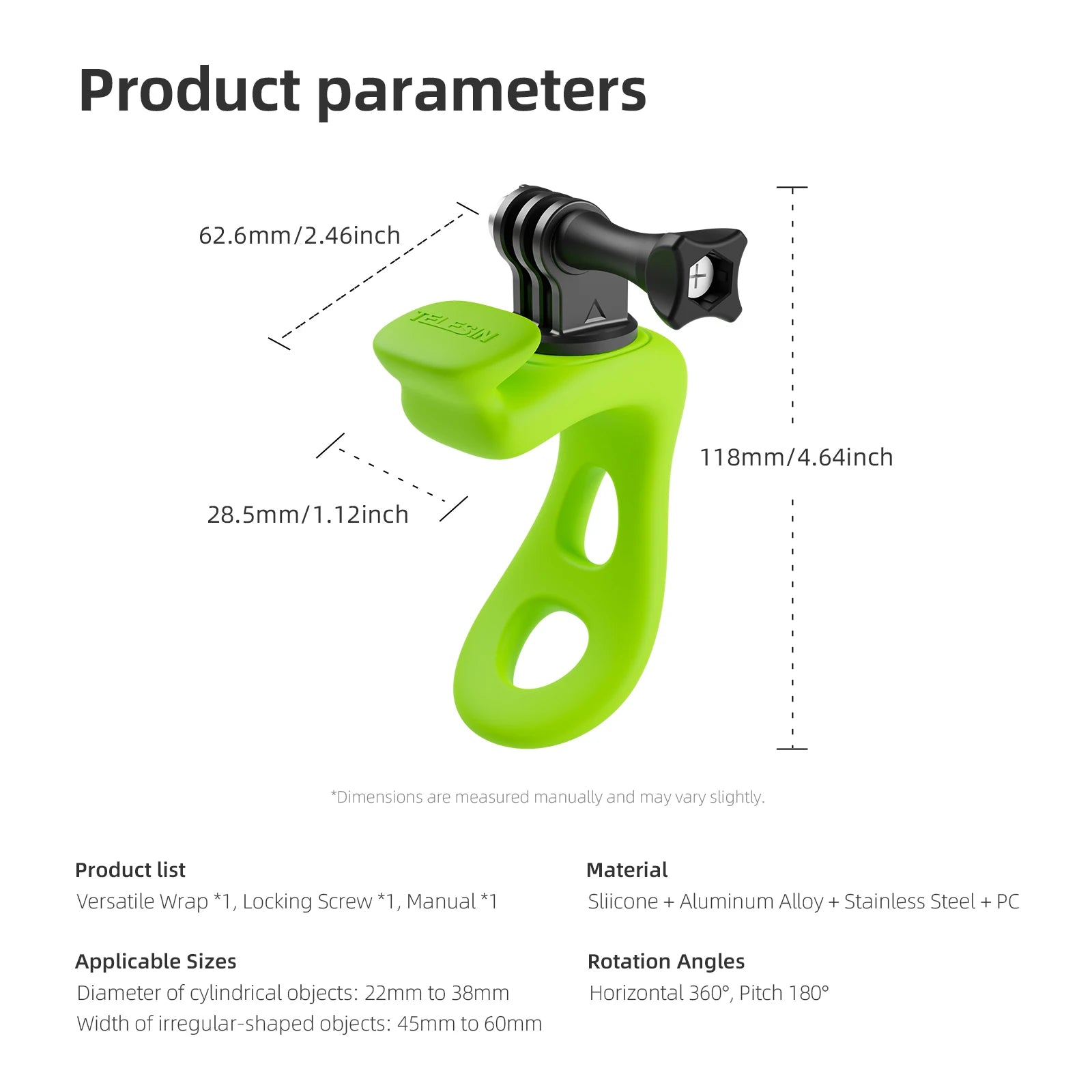 TELESIN Action Camera Mount silica adaptable Mini Flexible Bracket For Gopro Insta360 DJI Action Camera Accessories Peaceful Pleasures Health and Wellness