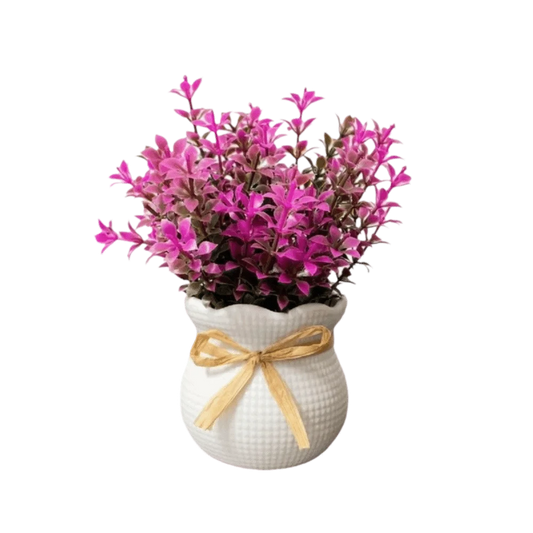 Artificial Bonsai Flower Plant & Vase – Indoor Home Décor Artificial Bonsai Plant Oasis Select Purple