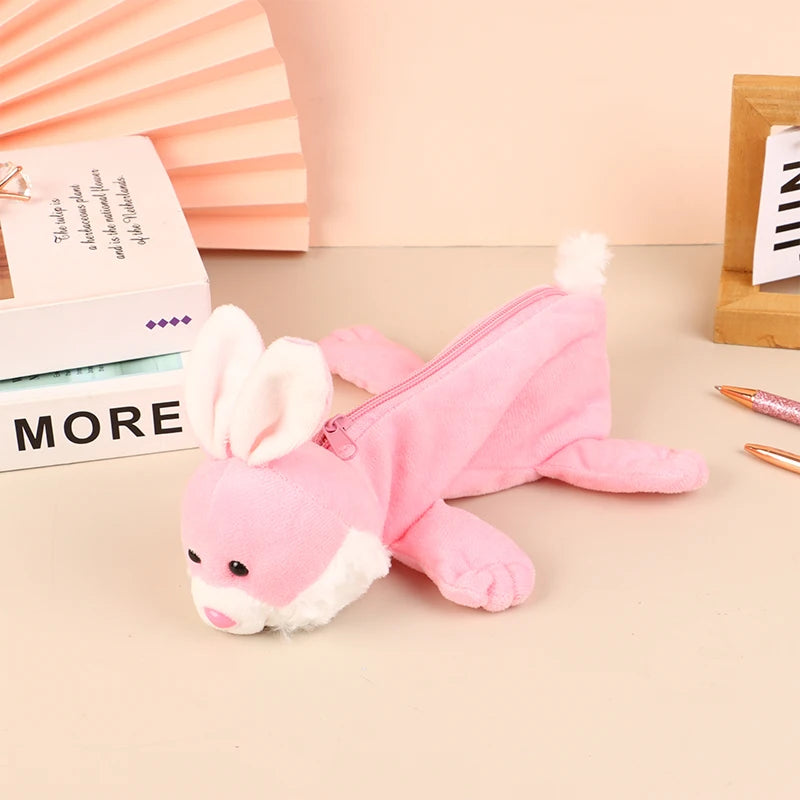 Cute Animal Plush Pencil Case – Lion Tiger Bear Pen Pouch