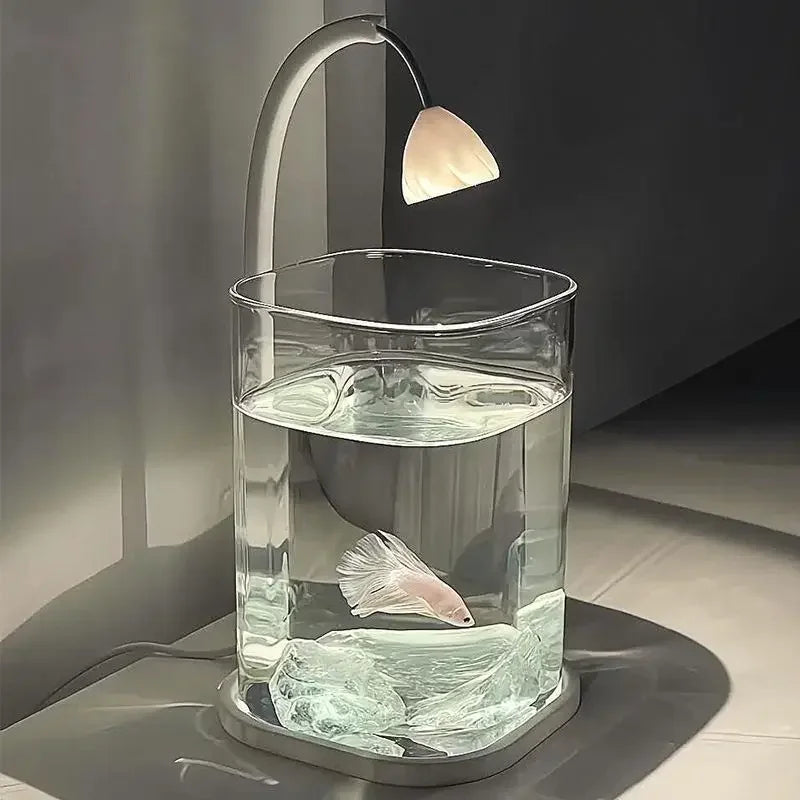 Transparent Fish Tank Ice Crystal Stone Tabletop Creative Ecological Fish Tank Pearl Broken Diamonds Landscape Tank Decoration Peaceful Pleasures Health and Wellness