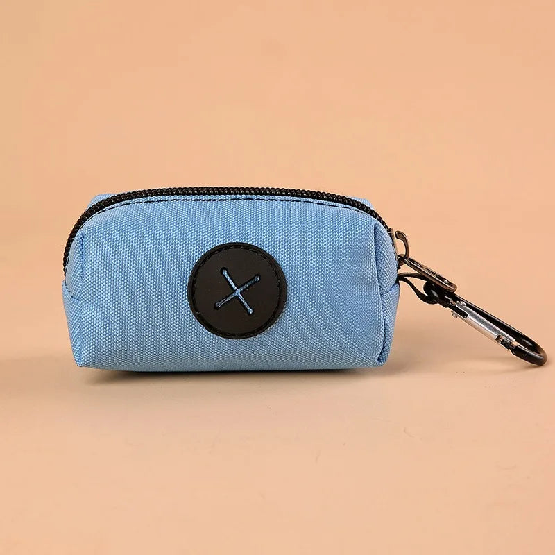 Canvas Dog Poop Bag Dispenser with Carabiner Clip Pet Waste Dispenser Peaceful Pleasures Health and Wellness SKY BLUE