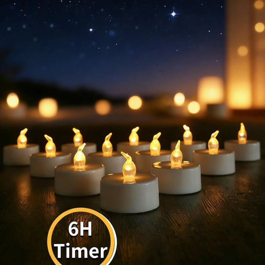 Candles 12/24 Pack Warm Yellow Flameless LED Tea Lights Battery Operated 200+Hours For Aniversary Wedding Home Table Decoration Peaceful Pleasures Health and Wellness