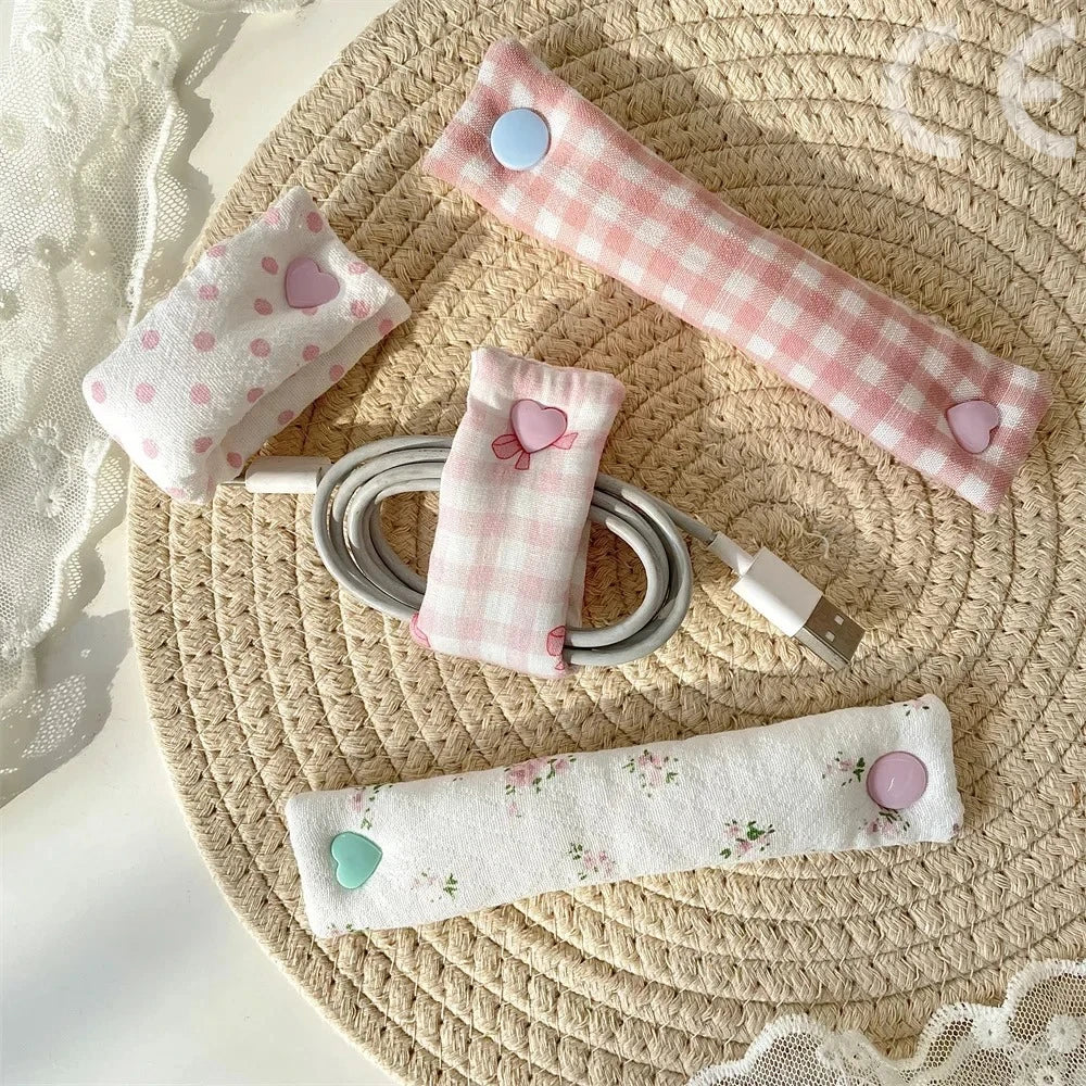 Floral Cable Tie - INS Style Cloth Cord Organizer, Cute Reusable Wire Straps for Earphone/Data Cables 1PC Peaceful Pleasures Health and Wellness