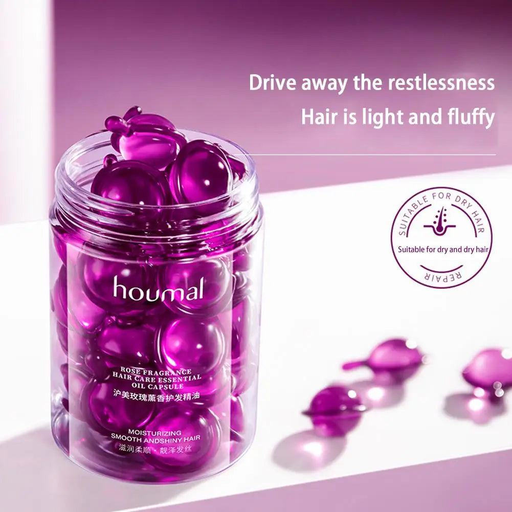 Rose Hair Oil Capsules – Anti-Frizz Leave-In Serum 30pcs