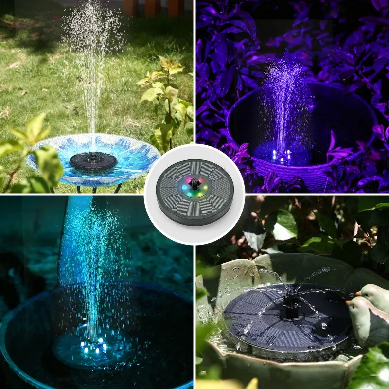 3W Solar Water Fountain – 7 Nozzles & Colorful LED Lights