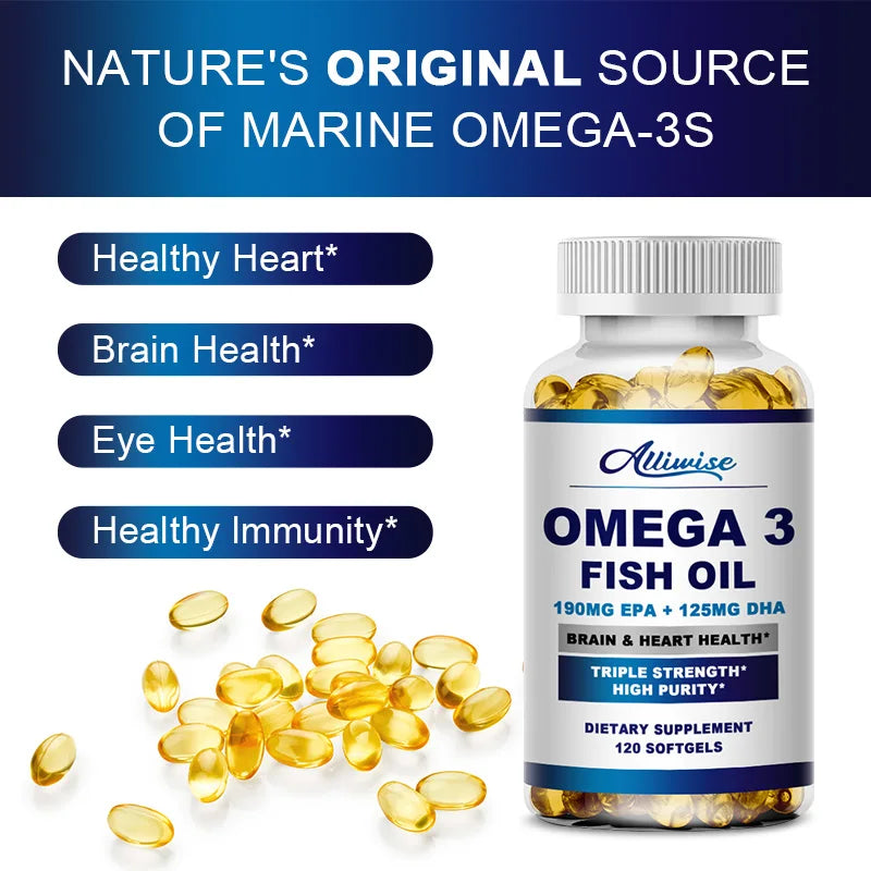 Omega 3 Fish Oil Capsules – Heart, Brain & Immune Support Dietary Supplement Peaceful Pleasures Health and Wellness