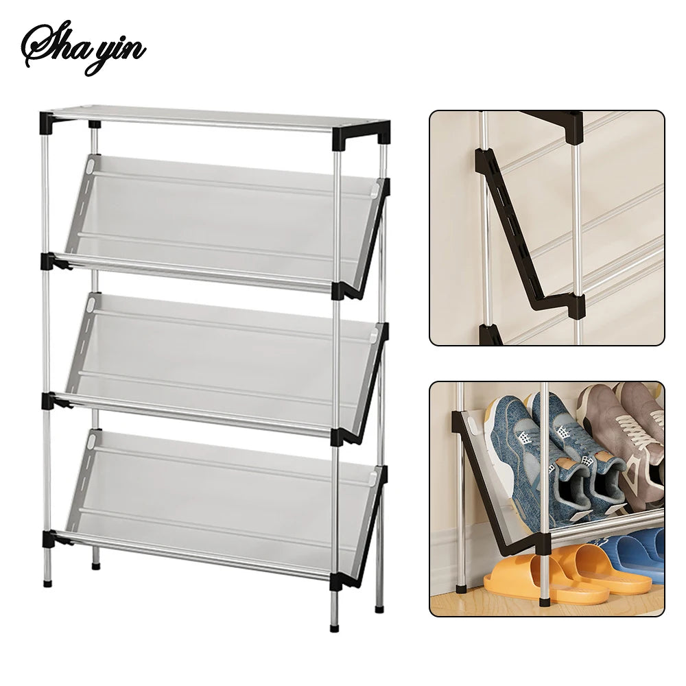 Ultra Thin Shoe Rack, Multi-Layer Household Small Narrow Doorway, Simple Sloping Shoe Storage Rack, Shoe Rack Behind The Door Peaceful Pleasures Health and Wellness